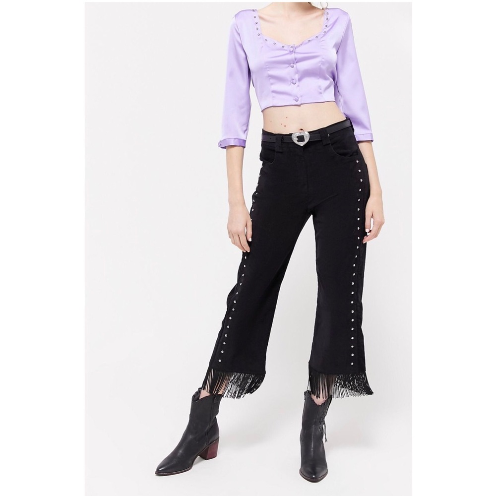 NWOT Urban Outfitters | Black Studded Fringe Pant